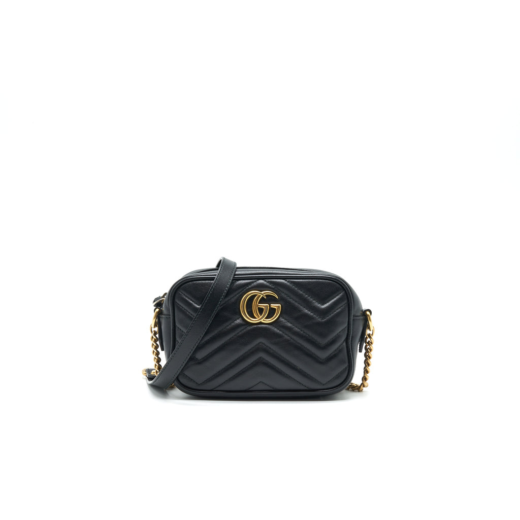 GUCCI GG MARMONT MINI CAMERA BAG BLACK GHW