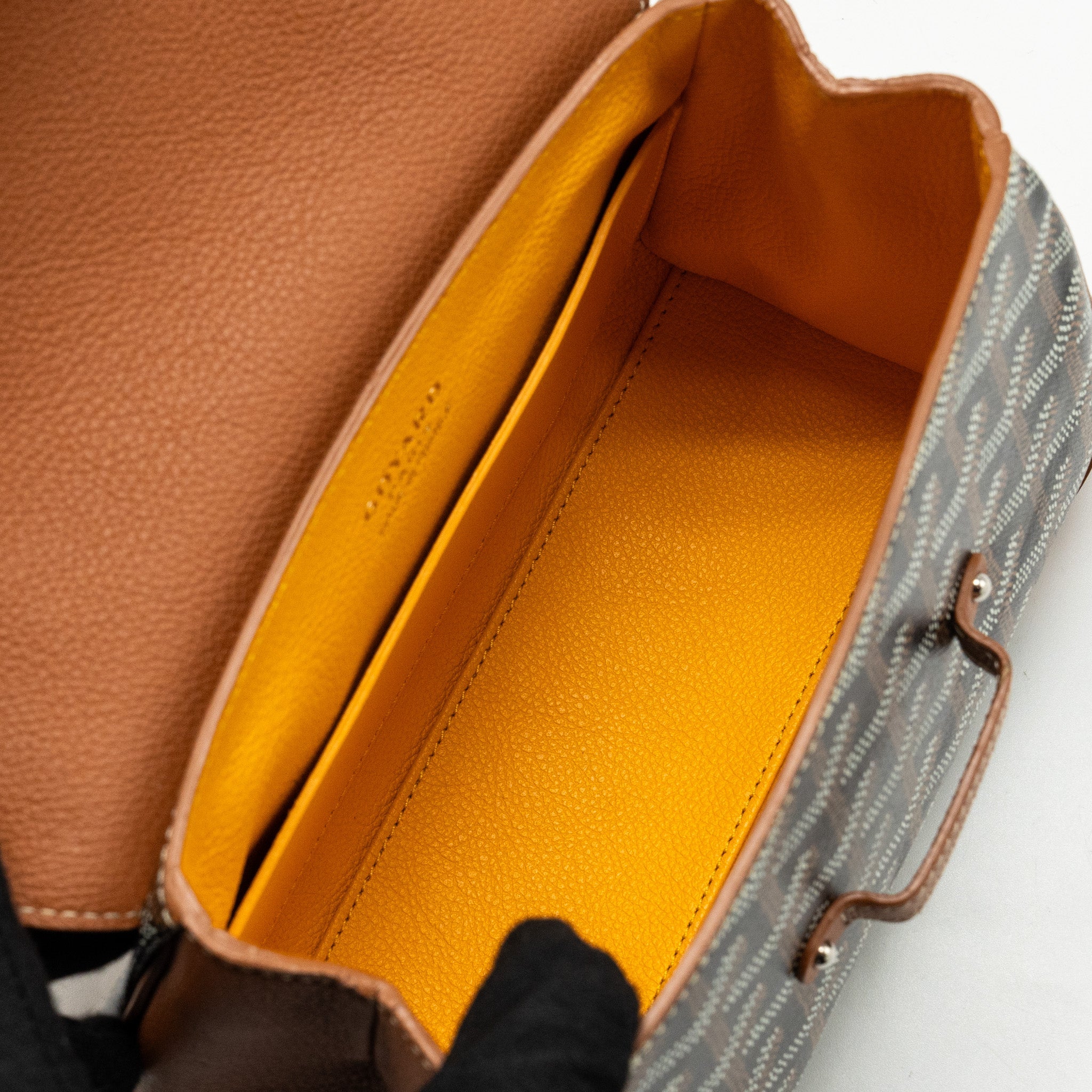 GOYARD MINI SAIGON BAG GOYARDINE CANVAS/CALFSKIN TAN/BLACK SHW