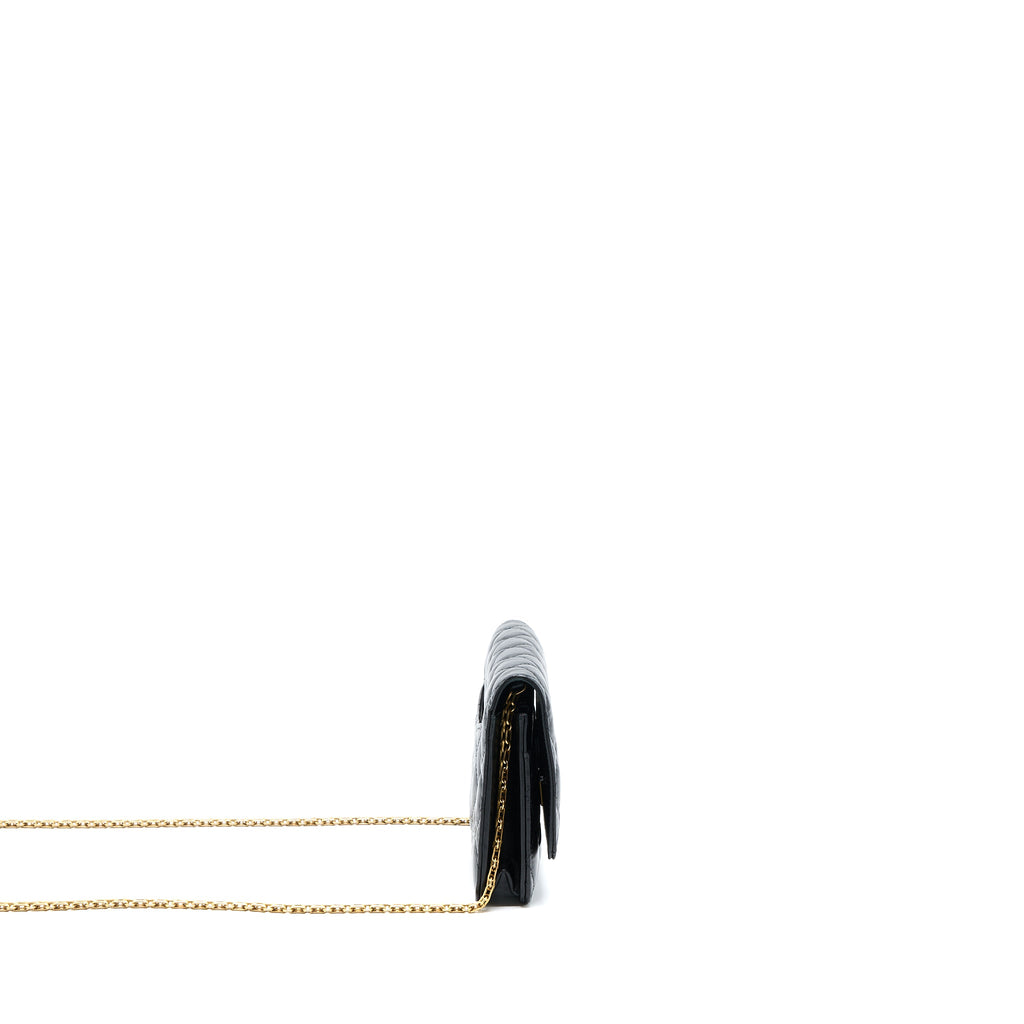 CHANEL 2.55 REISSUE WALLET ON CHAIN AGED CALFSKIN BLACK GHW(MICROCHIP)