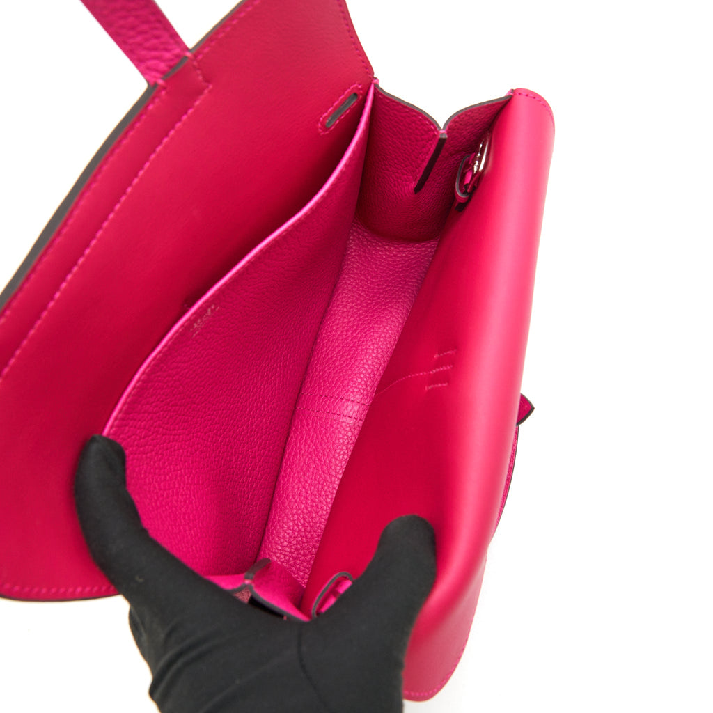 HERMES HALZAN 25 BAG ROSE SHOCKING/ FRAMBOISE