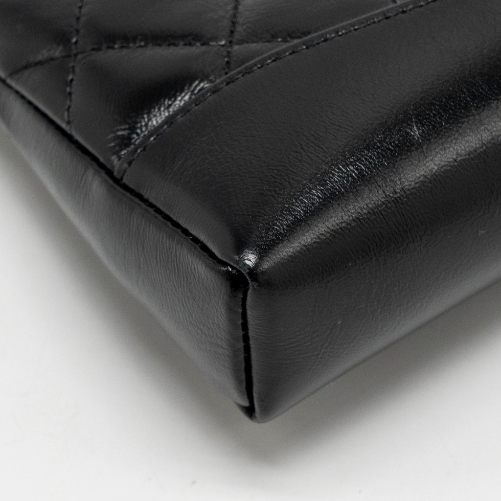 CHANEL MINI 31 CLUTCH WITH CHAIN SHINY LAMBSKIN BLACK LGHW (MICROCHIP)
