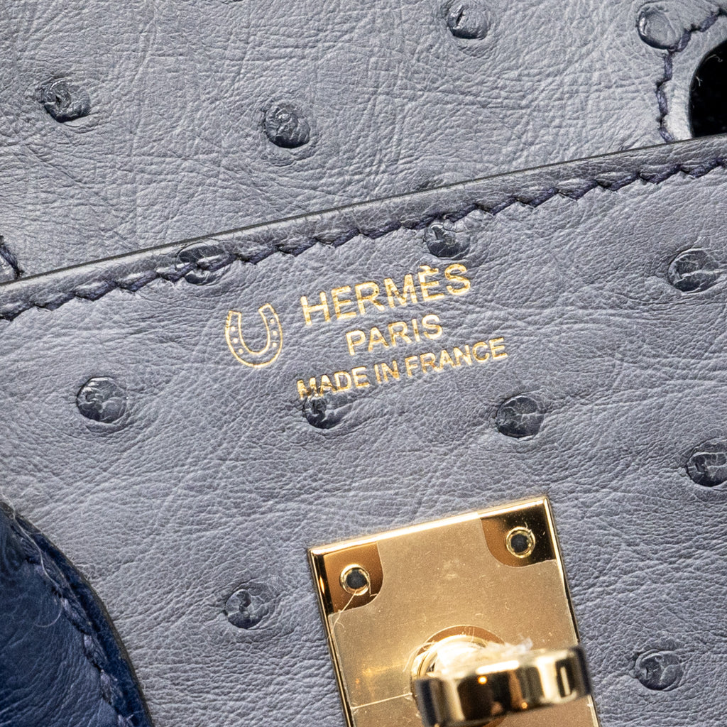 HERMES BIRKIN 25 SPECIAL ORDER OSTRICH GRIS AGATE/BLUE IRIS LGHW