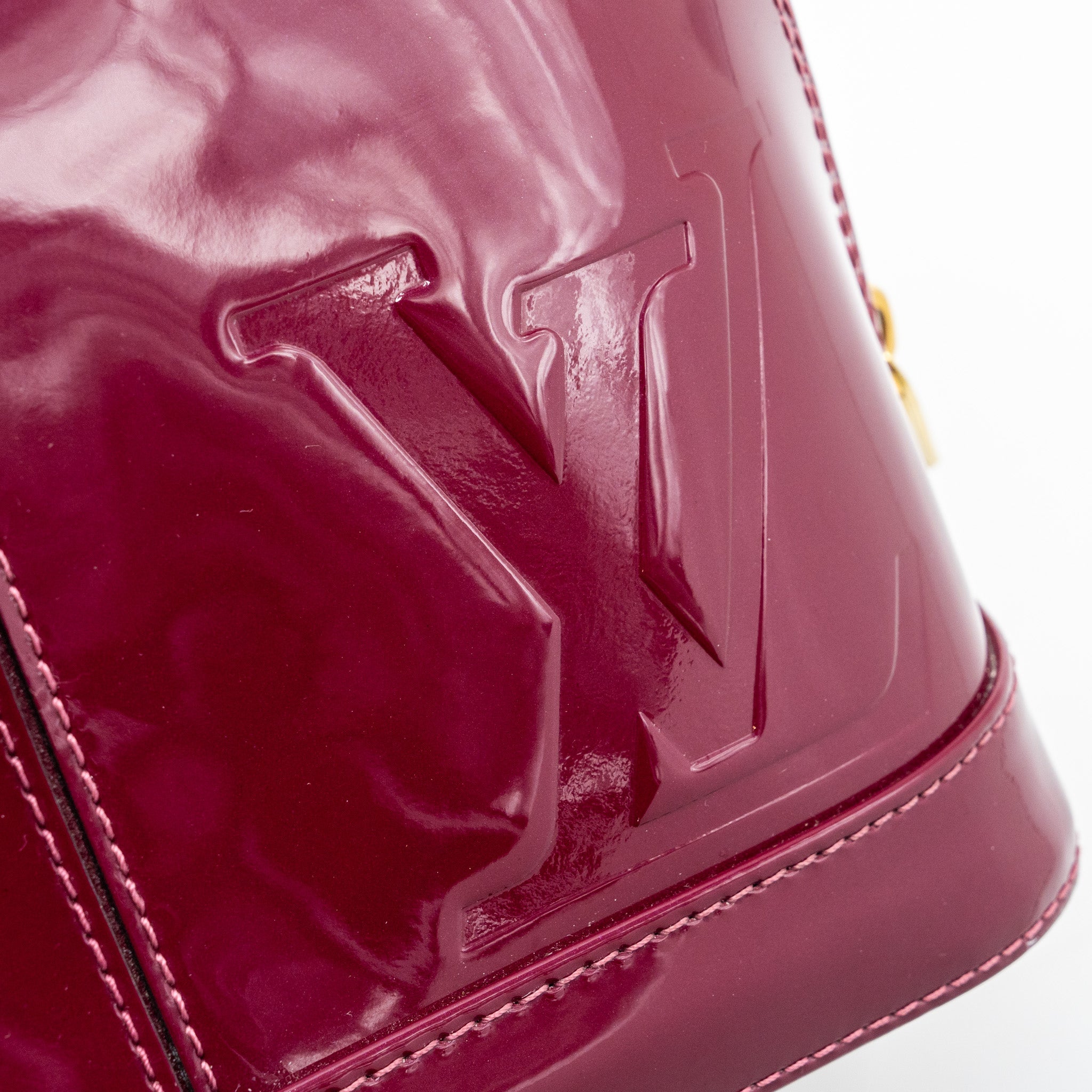LOUIS VUITTON ALMA BB VERNI MIROIR PATENT DARK PINK GHW