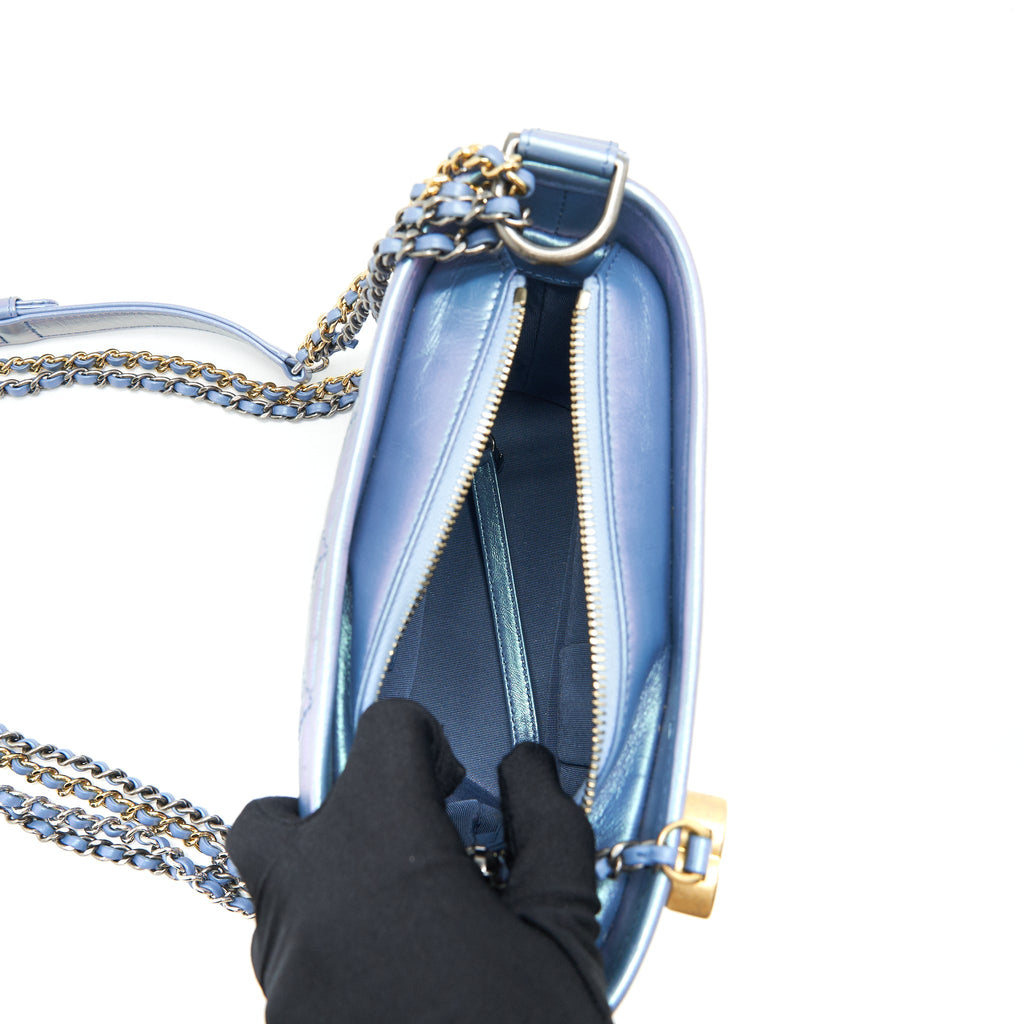 CHANEL SMALL GABRIELLE HOBO BAG IRIDESCENT BLUE