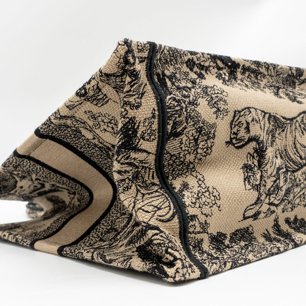 DIOR MEDIUM DIOR BOOK TOTE TOILE DE JOUY REVERSE EMBROIDERY CANVAS BEIGE