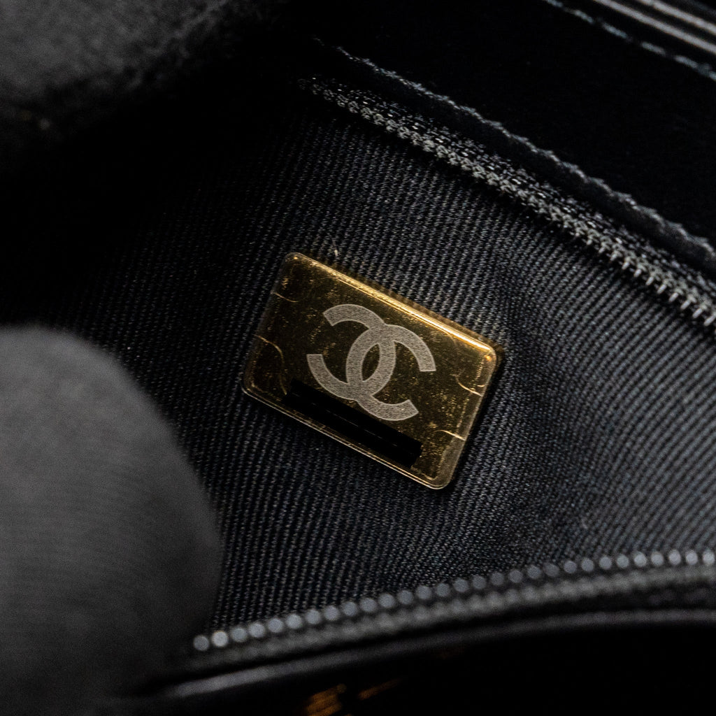 CHANEL 24P MINI SHOPPING TOTE/ KELLY BAG CALFSKIN BLACK GHW (MICROCHIP)