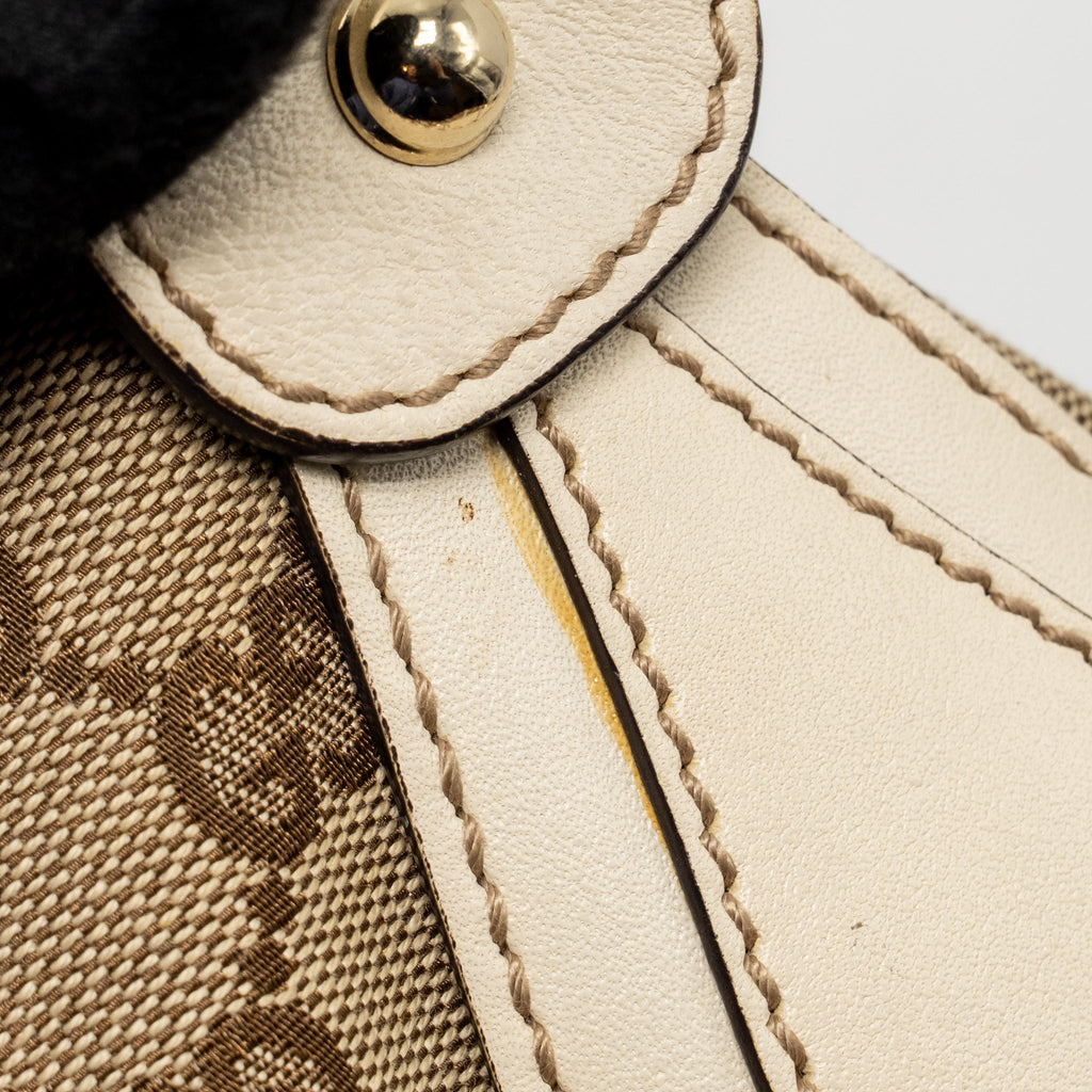 GUCCI PELHAM HOBO BAG GG CANVAS / LEATHER BEIGE/WHITE LGHW