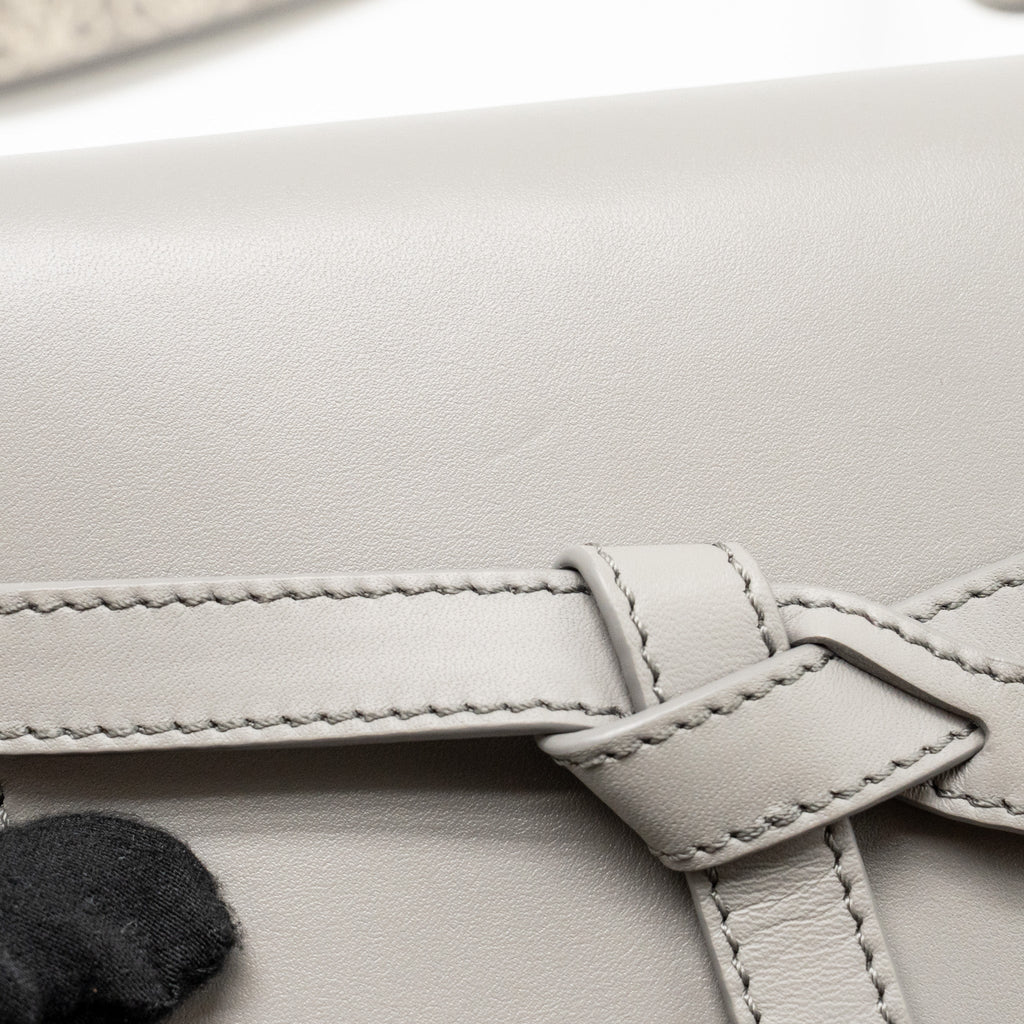 LOEWE MINI GATE DUAL BAG SOFT CALFSKIN WITH JACQUARD STRAP GREY SHW