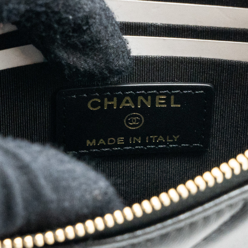 CHANEL LONG ZIP CARD HOLDER WALLET LAMBSKIN BLACK LGHW