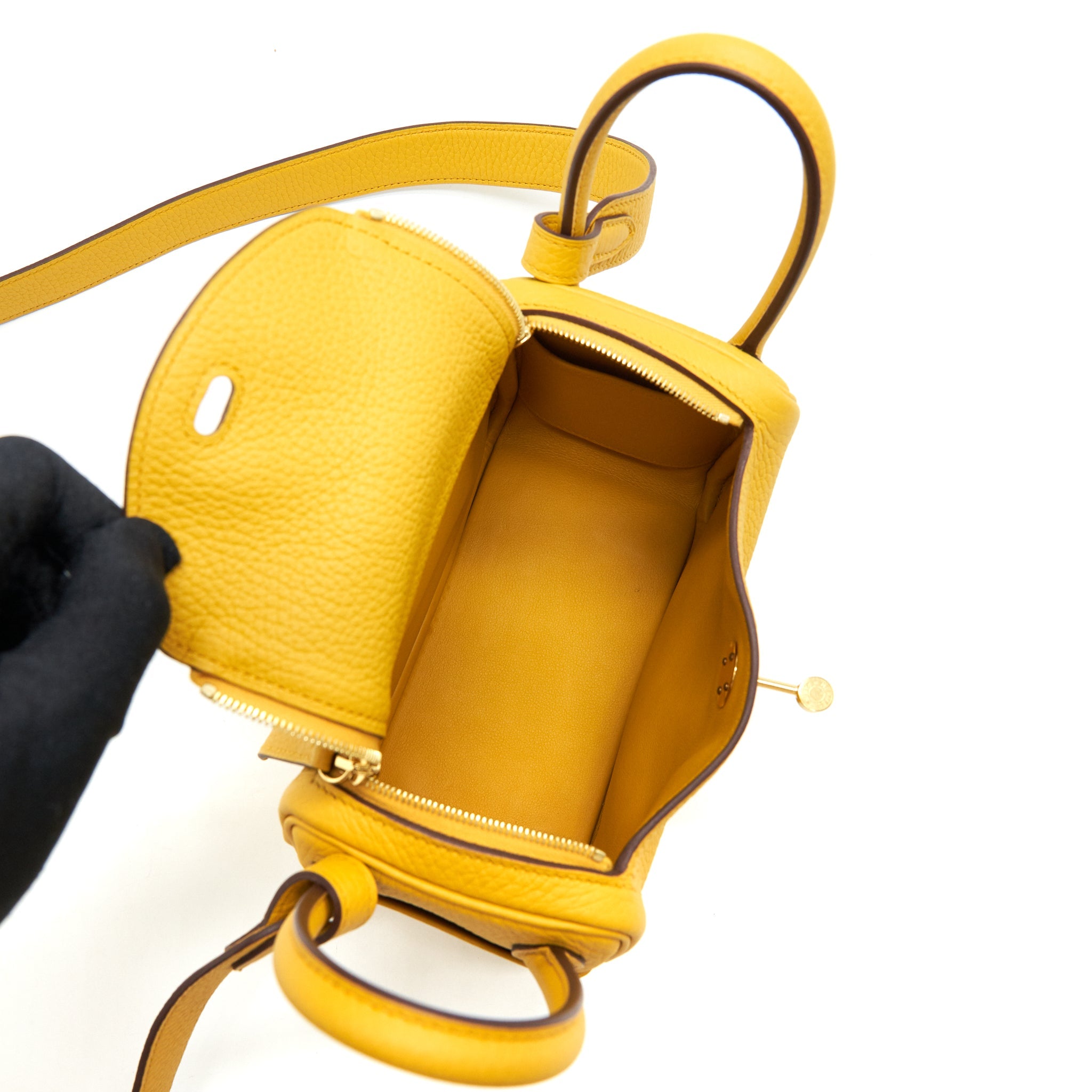 HERMES MINI LINDY 9D JAUNE AMBRE GHW