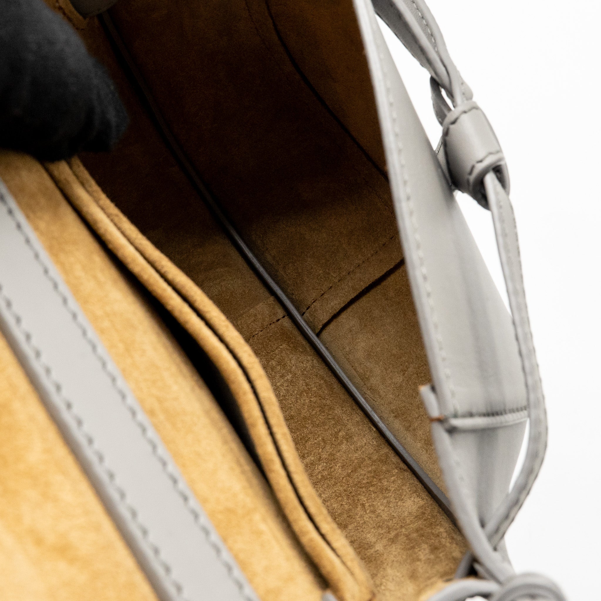 LOEWE MINI GATE DUAL BAG SOFT CALFSKIN WITH JACQUARD STRAP GREY SHW
