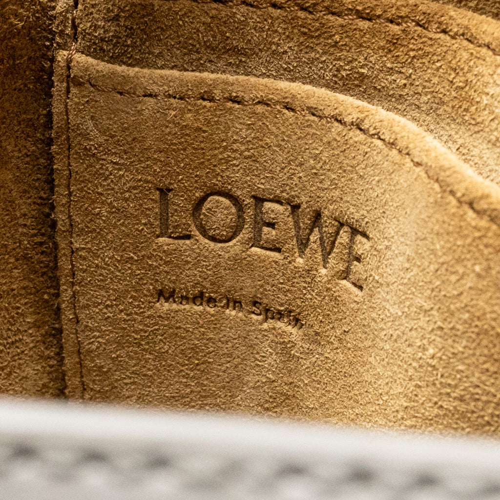 LOEWE MINI GATE DUAL BAG SOFT CALFSKIN WITH JACQUARD STRAP GREY SHW