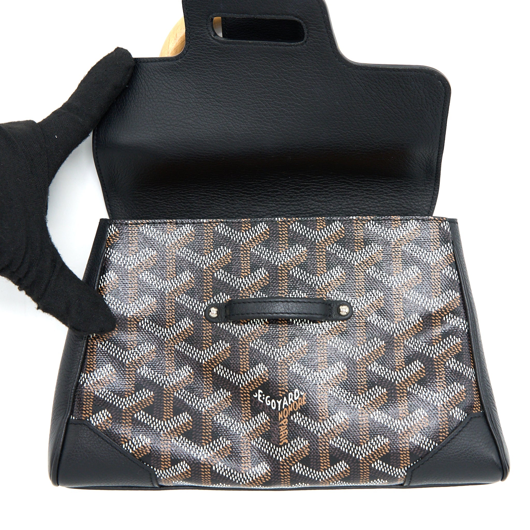 GOYARD MINI SAIGON SOUPLE BAG CANVAS/CALFSKIN BLACK SHW