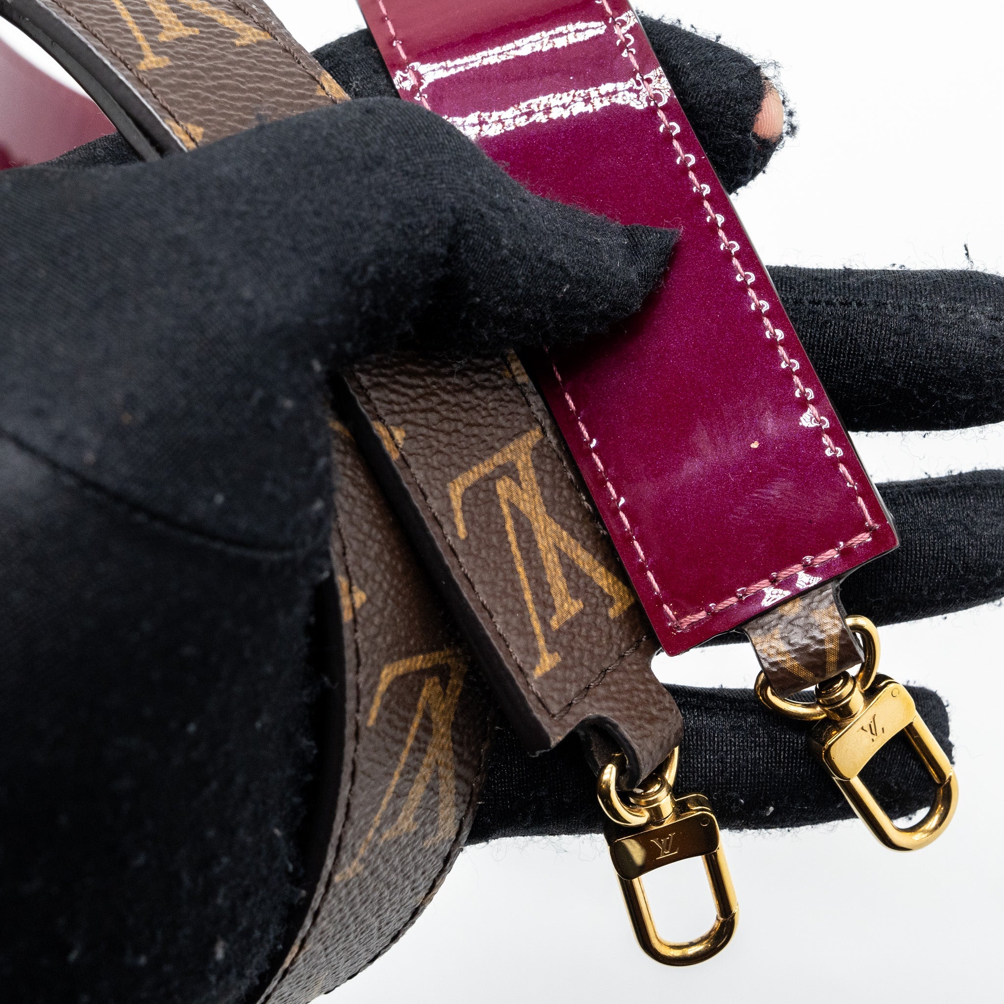 LOUIS VUITTON ALMA BB VERNI MIROIR PATENT DARK PINK GHW
