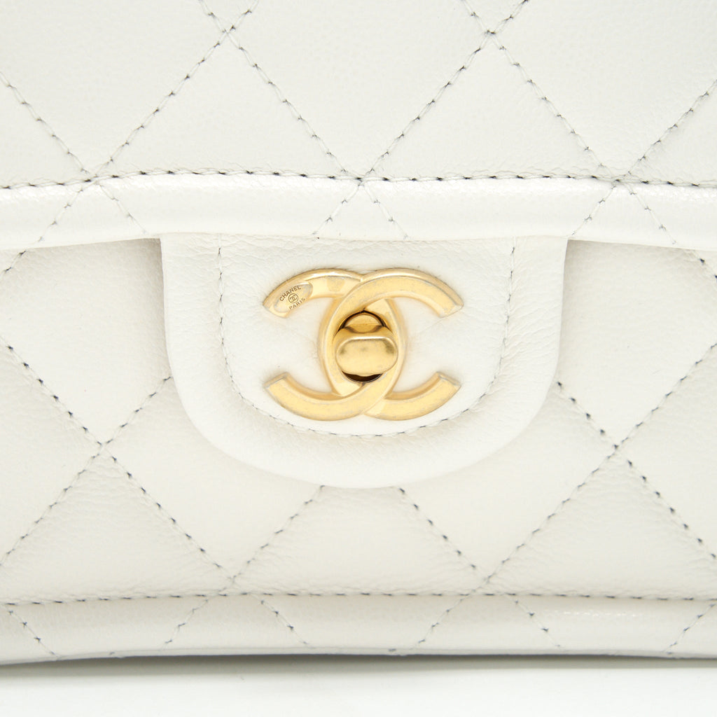 CHANEL 2021 SQUARE FLAP CROSS BODY WHITE GHW SERIAL 31