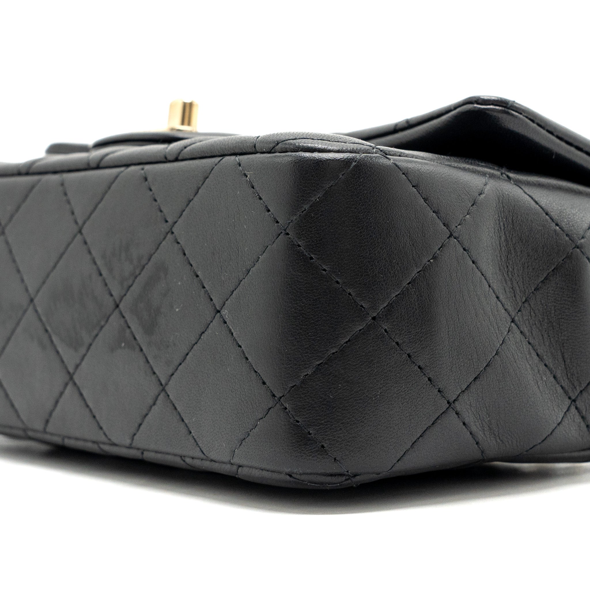 CHANEL CLASSIC MINI RECTANGULAR FLAP BAG LAMBSKIN BLACK LGHW (MICROCHIP)