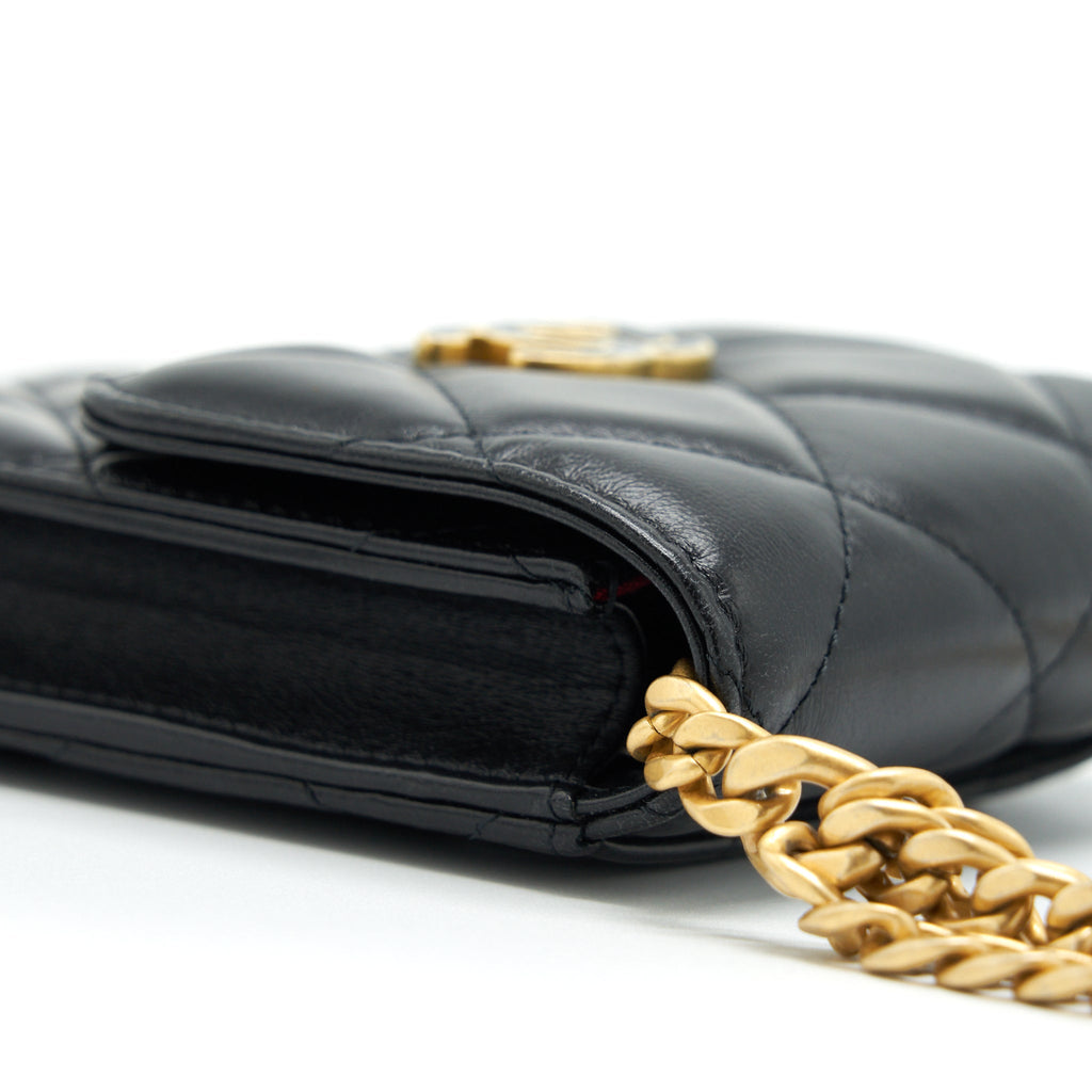 CHANEL 22P VERTICAL MINI FLAP BAG LAMBSKIN BLACK WITH ENAMEL BUCKLE BRUSHED GHW