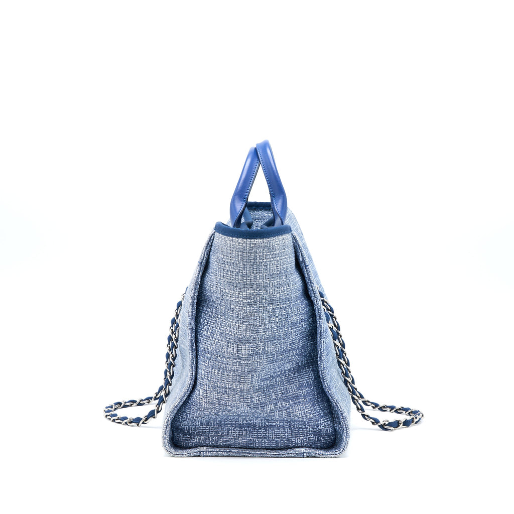 CHANEL DEAUVILLE TOTE TWEED LIGHT BLUE SHW