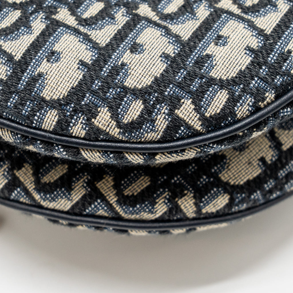 DIOR MEDIUM SADDLE BAG BLUE OBLIQUE CANVAS GHW
