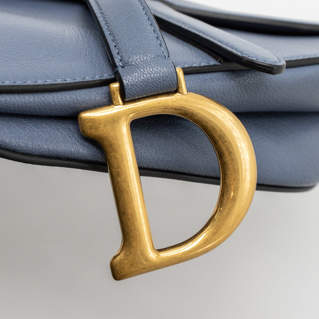 DIOR MEDIUM SADDLE BAG GOAT SKIN LIGHT BLUE GHW