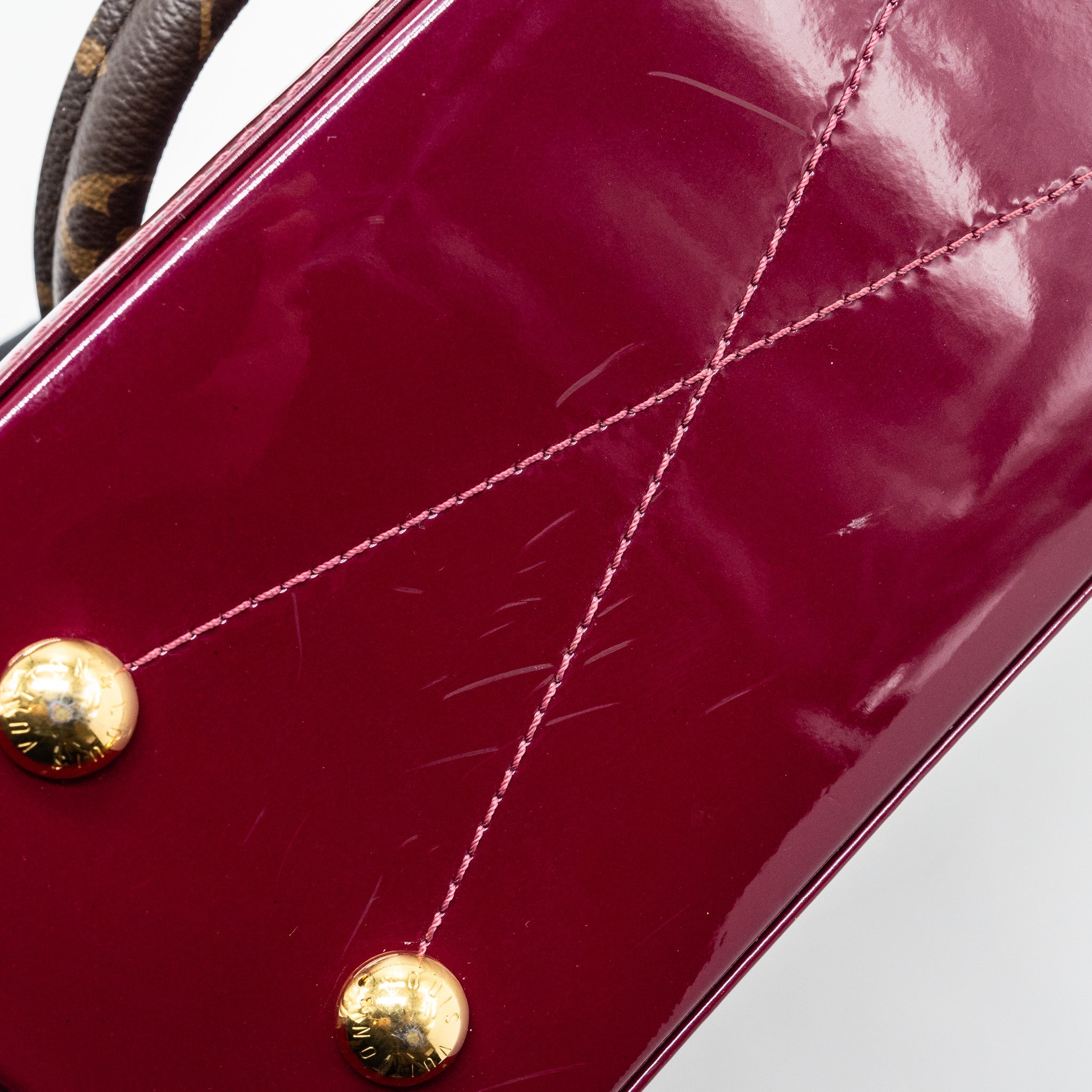 LOUIS VUITTON ALMA BB VERNI MIROIR PATENT DARK PINK GHW