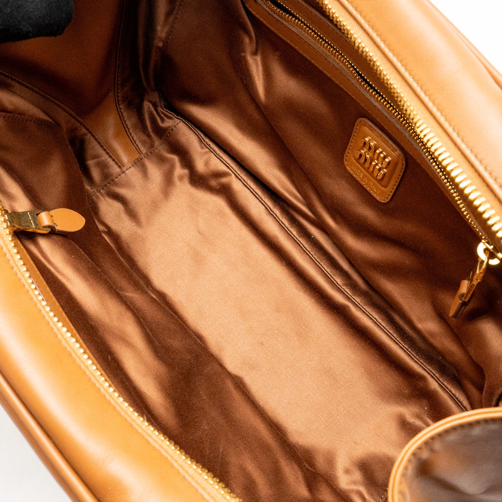 MIU MIU LARGE BEAU BAG CALFSKIN COGNAC GHW