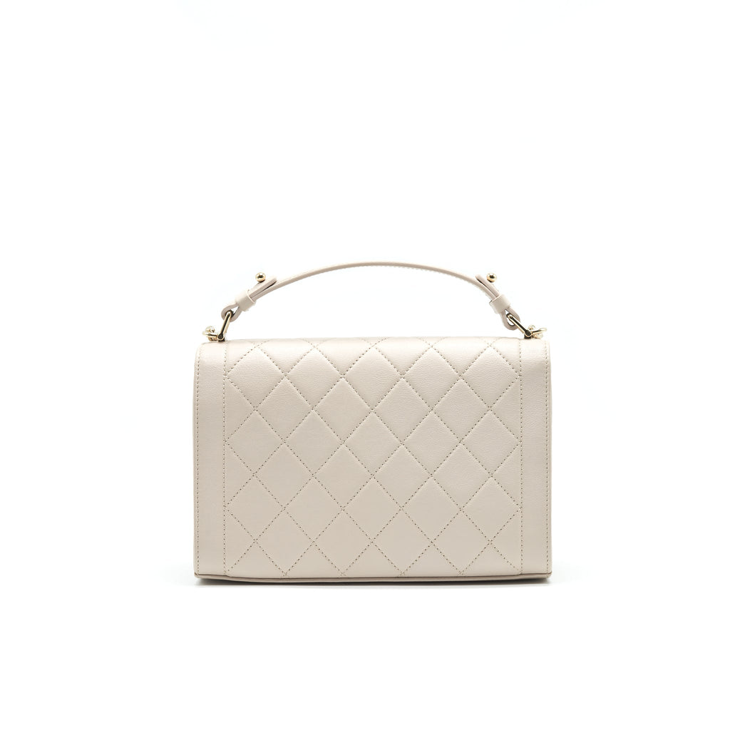 CHANEL CALFSKIN QUILTED FLAP BAG BEIGH LGHW