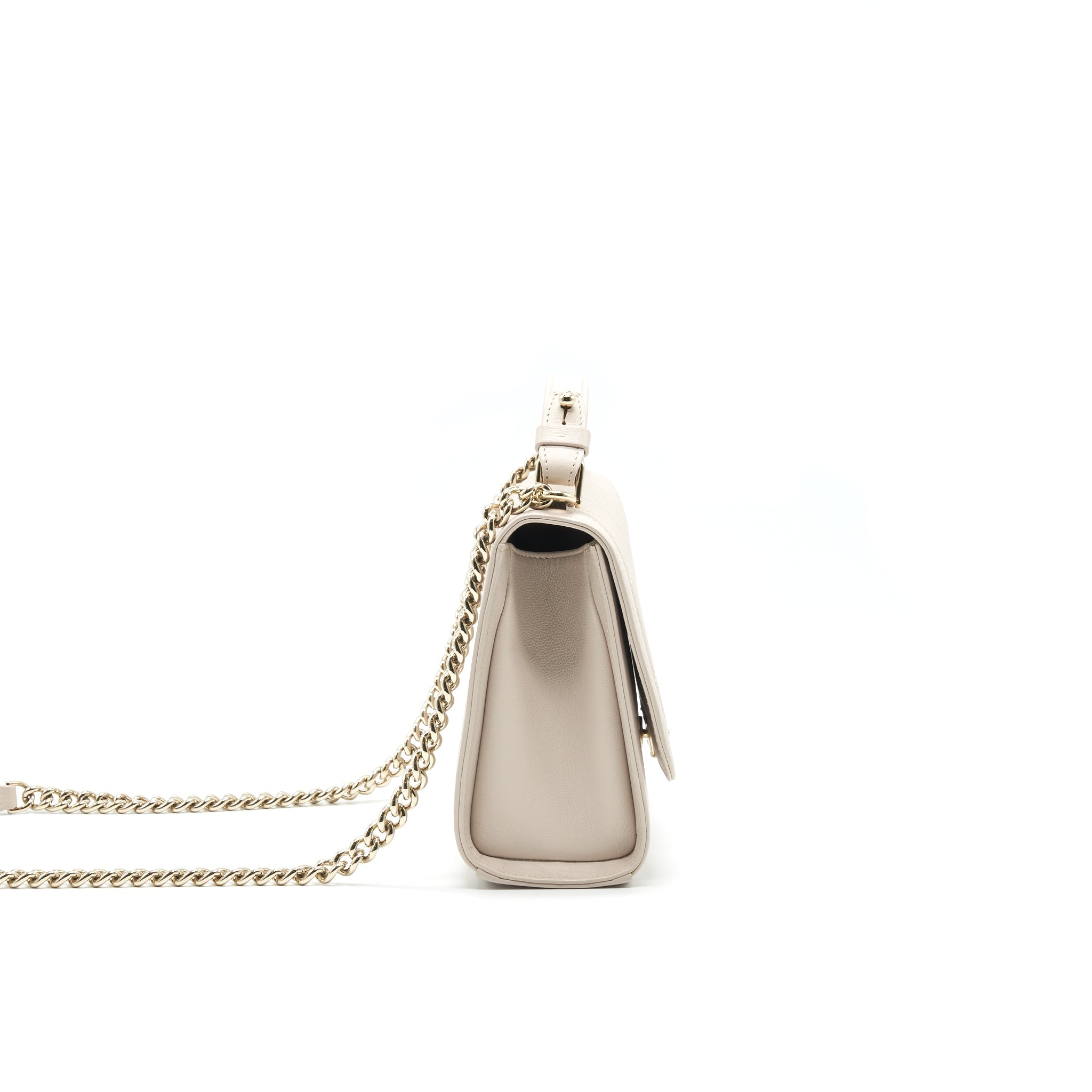 CHANEL CALFSKIN QUILTED FLAP BAG BEIGH LGHW