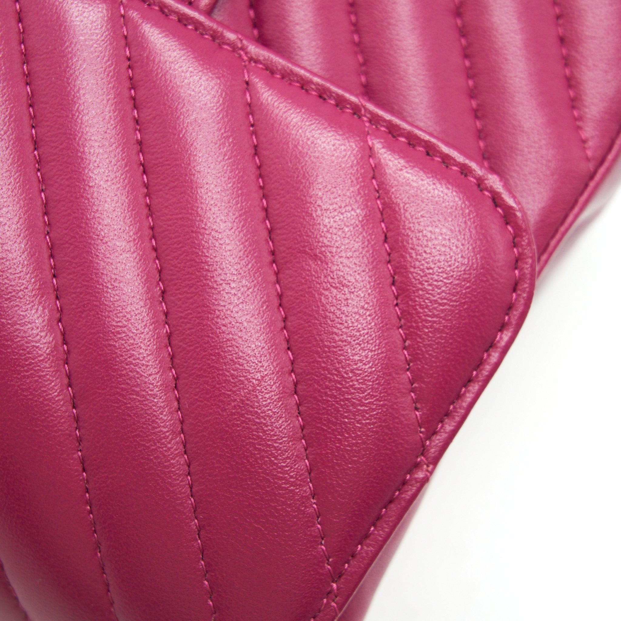 CHANEL MINI SQUARE CHEVRON RASPBERRY RED LAMBSKIN GHW