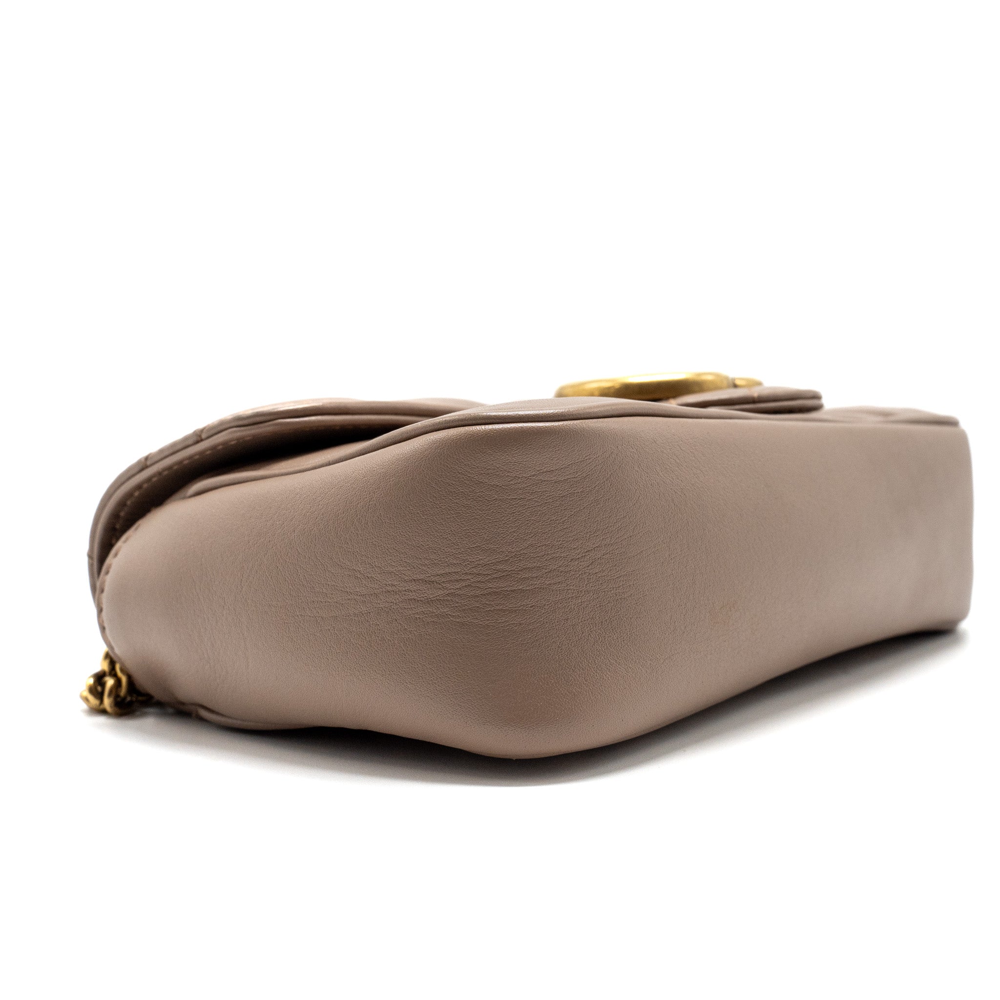 GUCCI SUPER MINI GG MARMONT BAG CALFSKIN BEIGE GHW