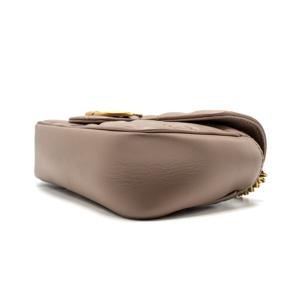 GUCCI SUPER MINI GG MARMONT BAG CALFSKIN BEIGE GHW