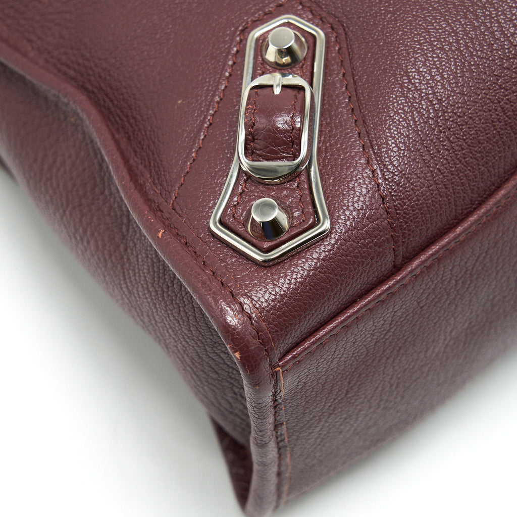BALENCIAGA SMALL CITY EDGE BURGUNDY SHW