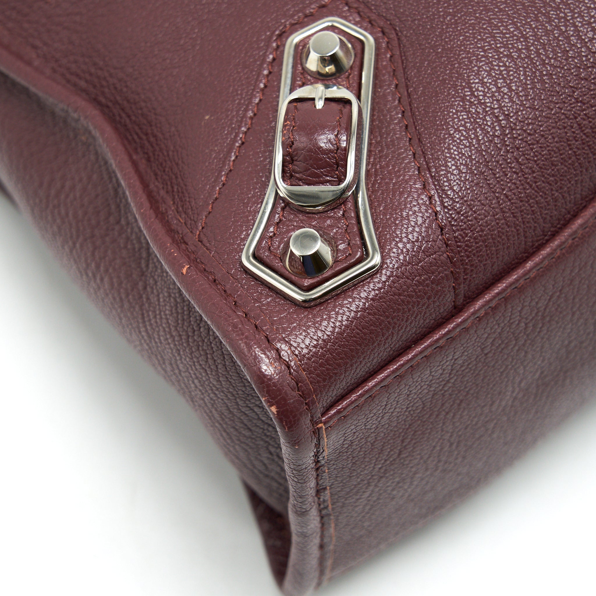 BALENCIAGA SMALL CITY EDGE BURGUNDY SHW
