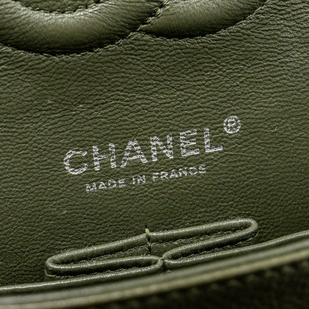CHANEL MEDIUM CLASSIC DOUBLE FLAP BAG CAVIAR OLIVE GREEN SHW