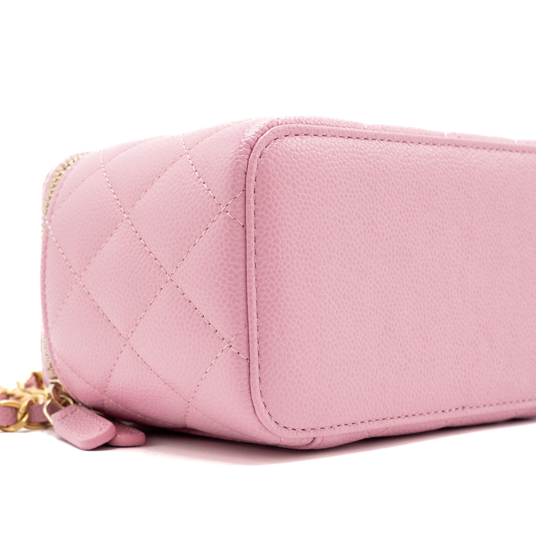 CHANEL LETTER TOP HANDLE LONG VANITY WITH CHAIN CAVIAR PINK GHW