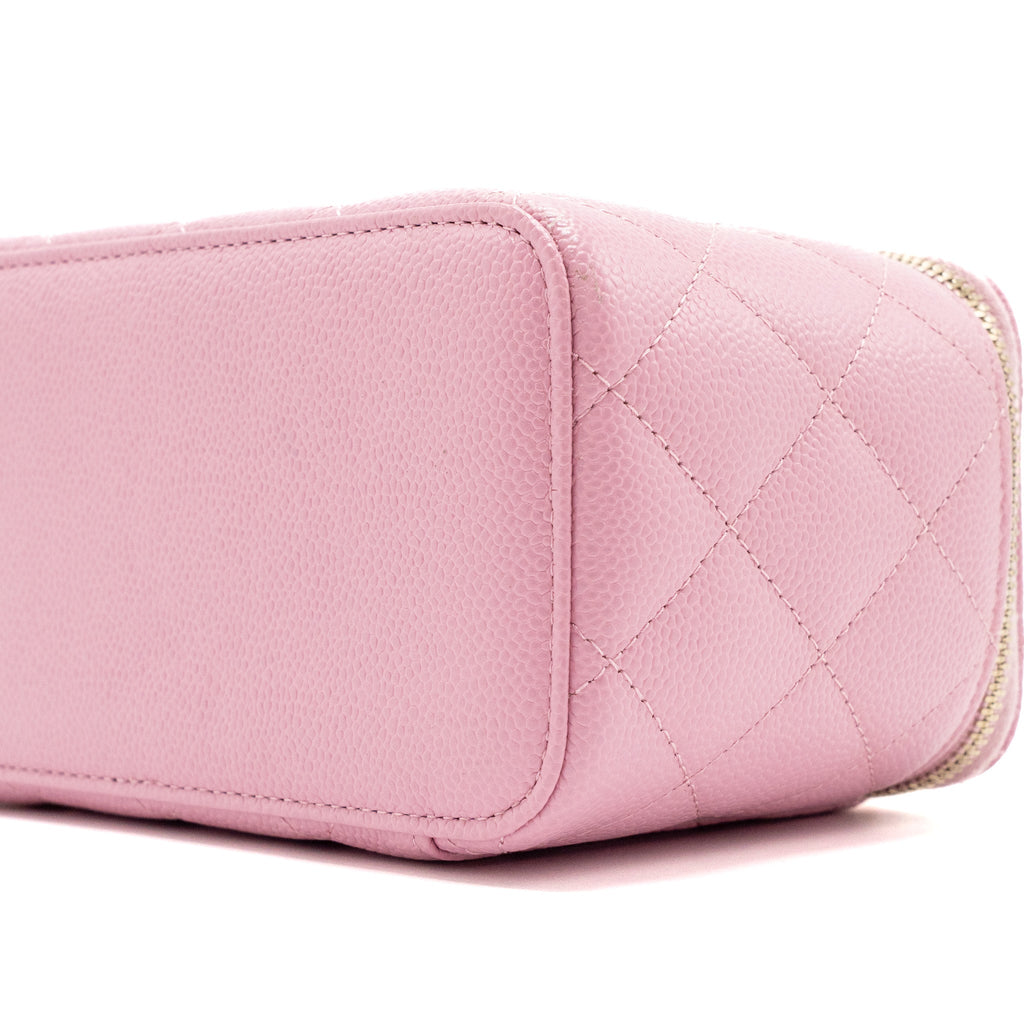 CHANEL LETTER TOP HANDLE LONG VANITY WITH CHAIN CAVIAR PINK GHW