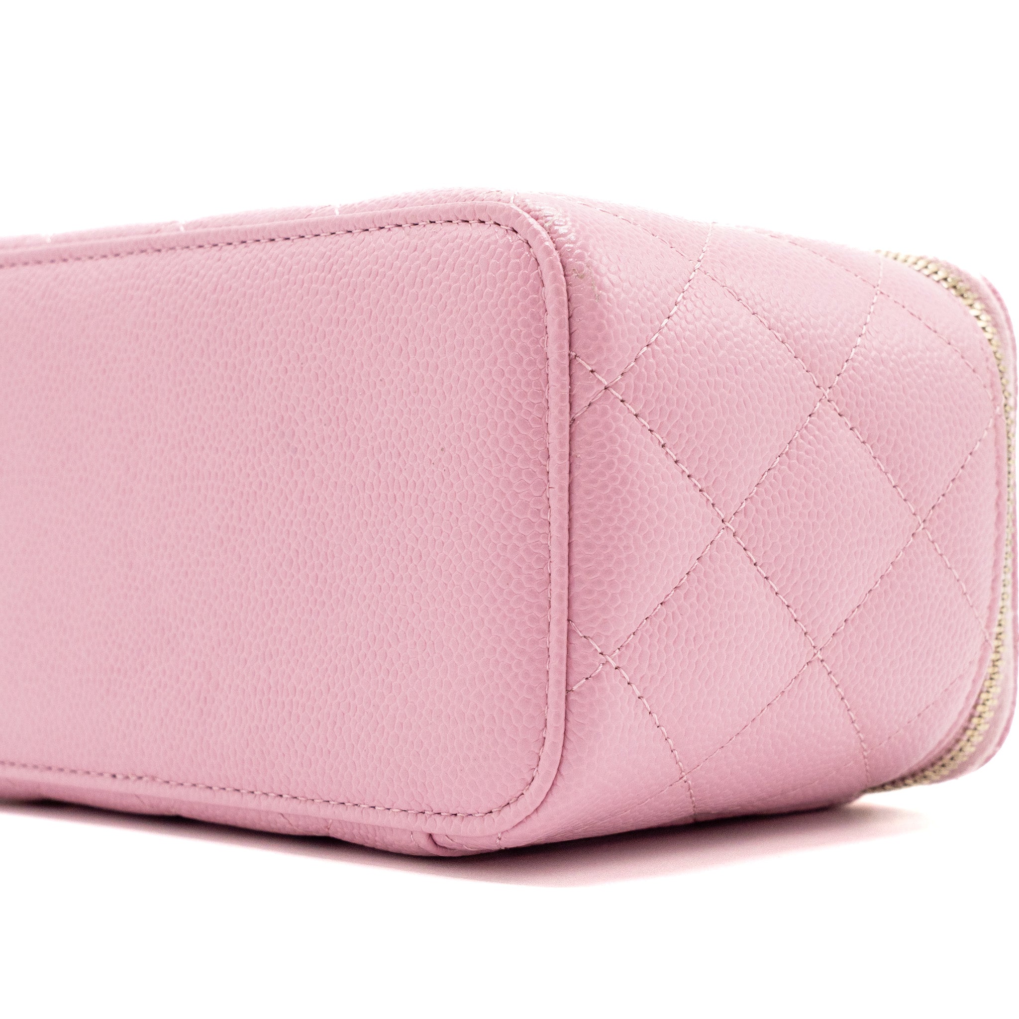 CHANEL LETTER TOP HANDLE LONG VANITY WITH CHAIN CAVIAR PINK GHW