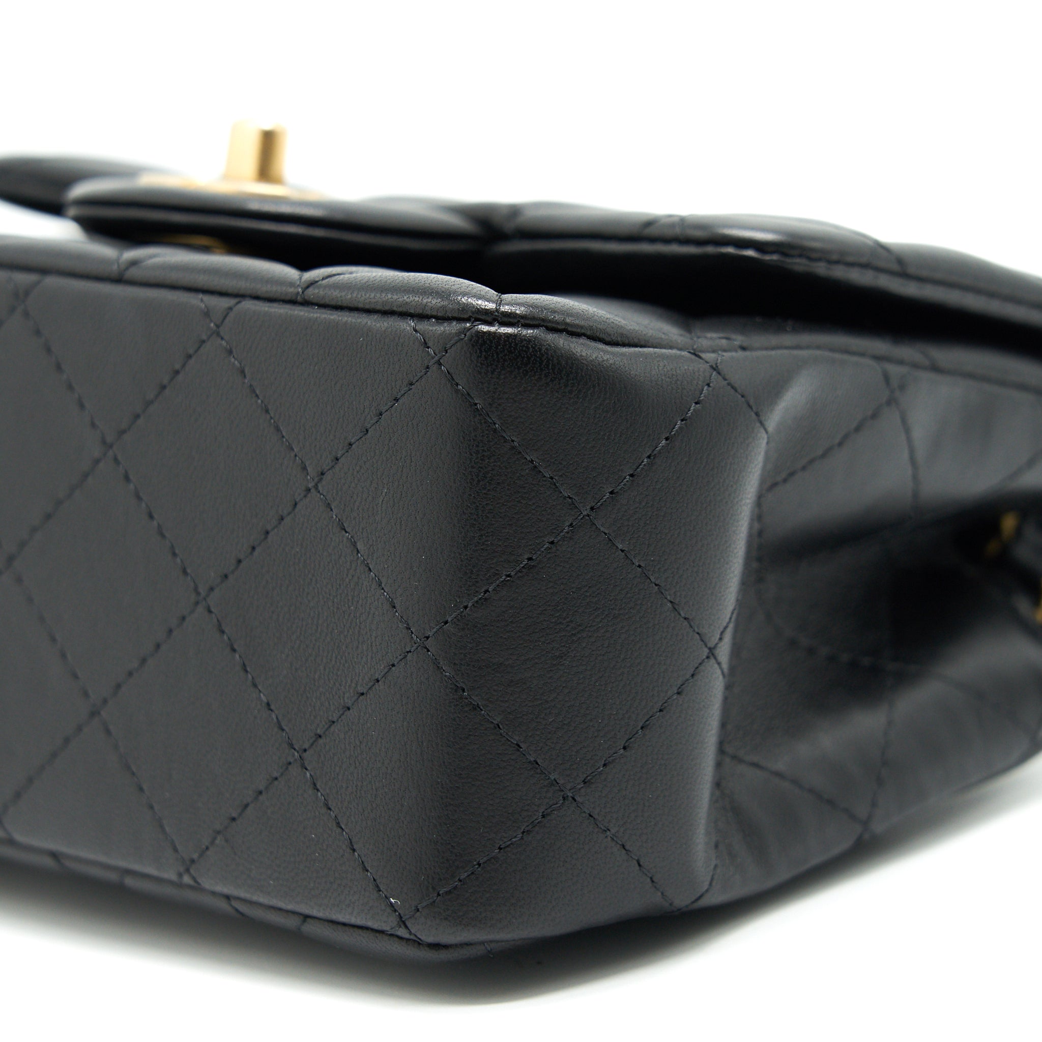 CHANEL MINI SQUARE BLACK LAMBSKIN GHW