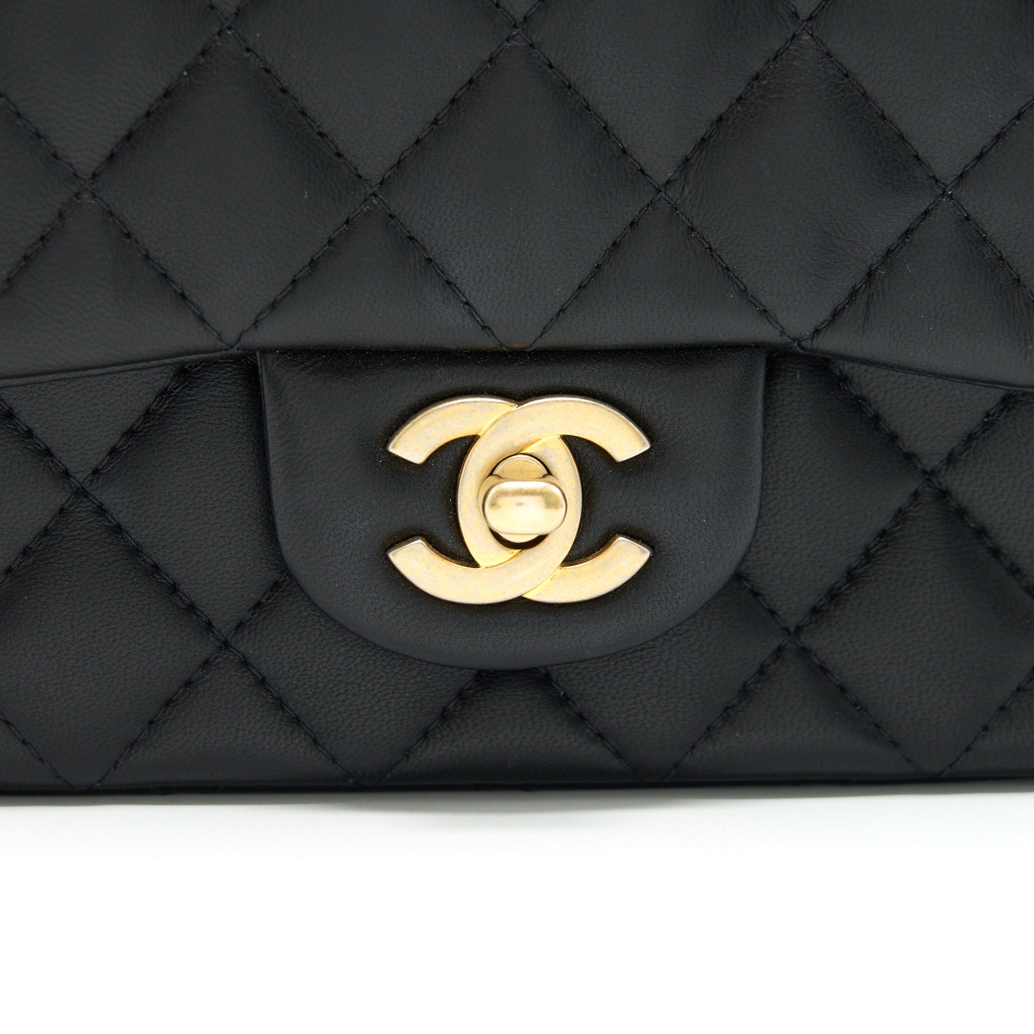 CHANEL MINI SQUARE BLACK LAMBSKIN GHW