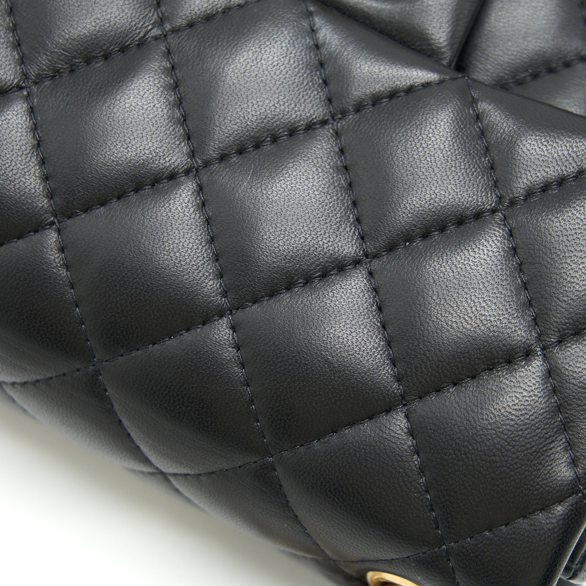 CHANEL MINI SQUARE BLACK LAMBSKIN GHW