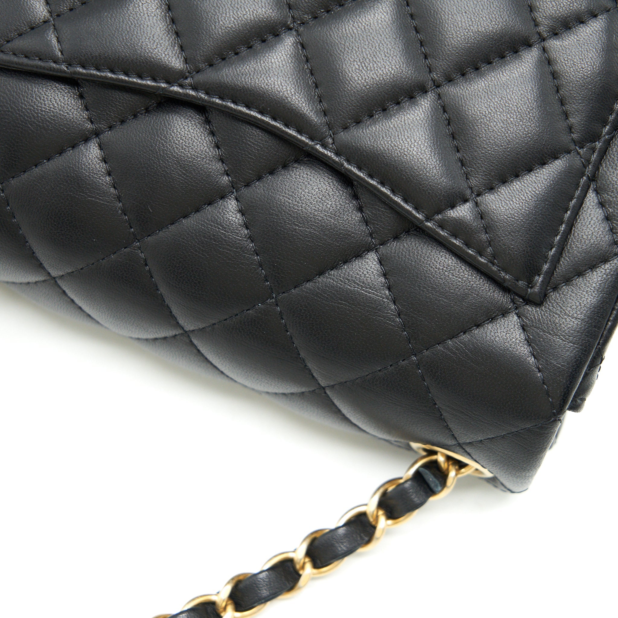 CHANEL MINI SQUARE BLACK LAMBSKIN GHW