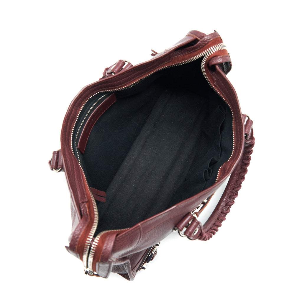 BALENCIAGA SMALL CITY EDGE BURGUNDY SHW