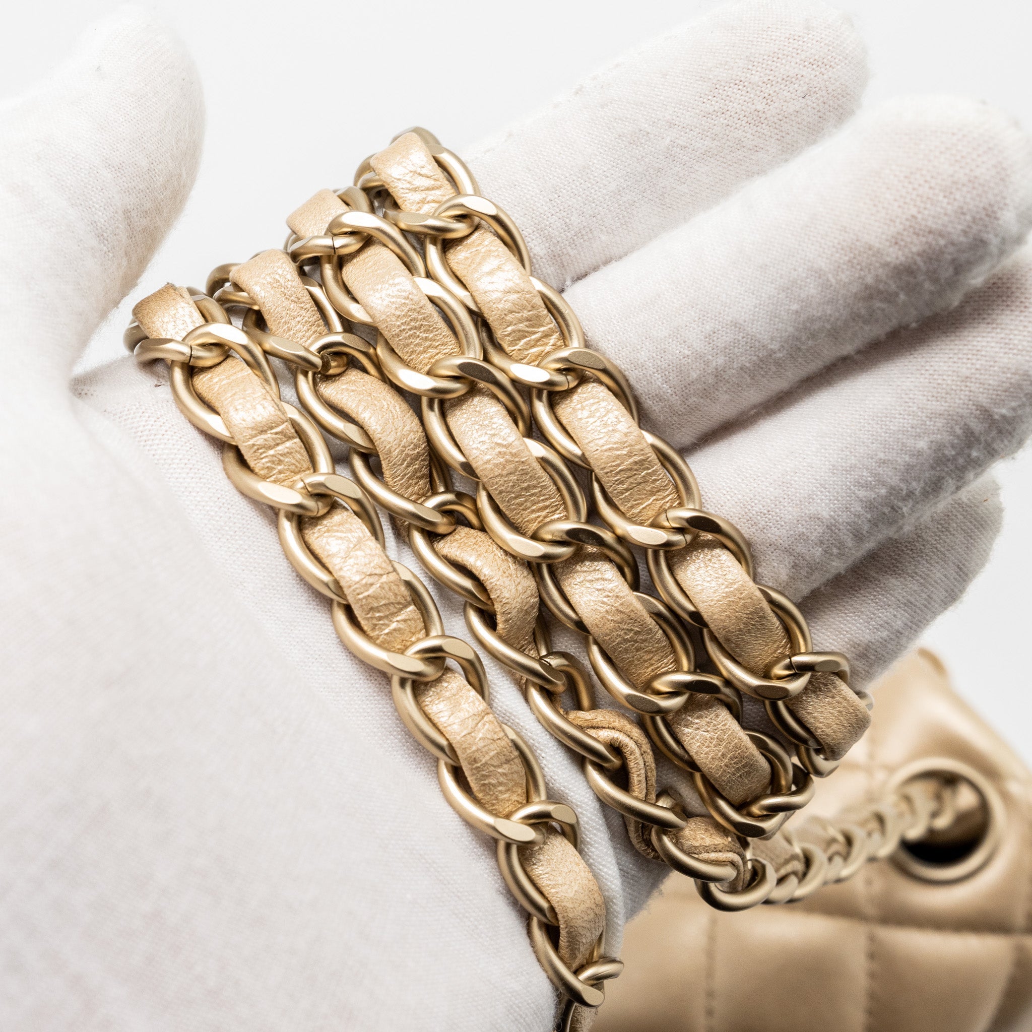 CHANEL MINI SQUARE FLAP BAG LAMBSKIN GOLD GHW