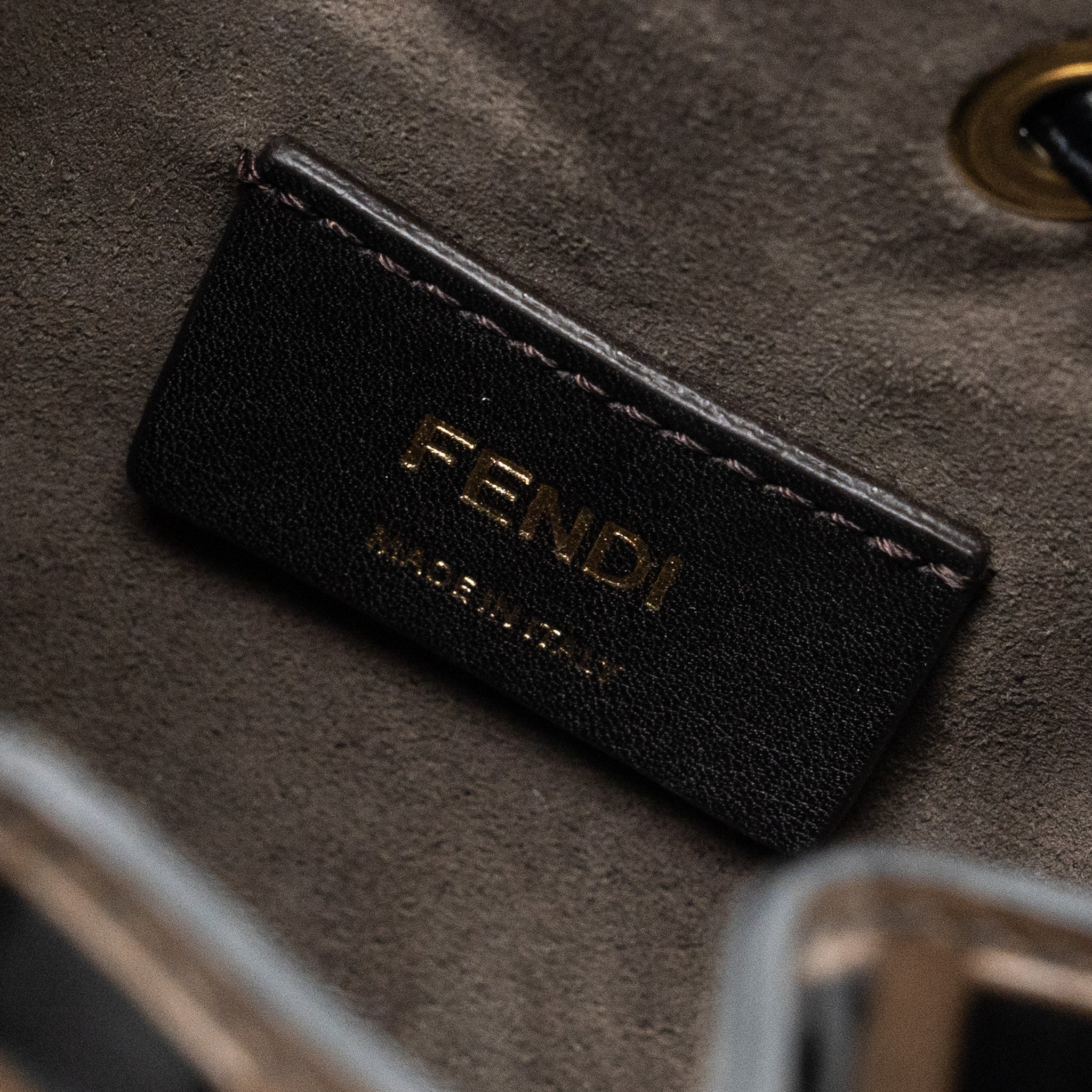 FENDI MINI MON TRESOR BUCKET BAG CALFSKIN BROWN / BLACK GHW