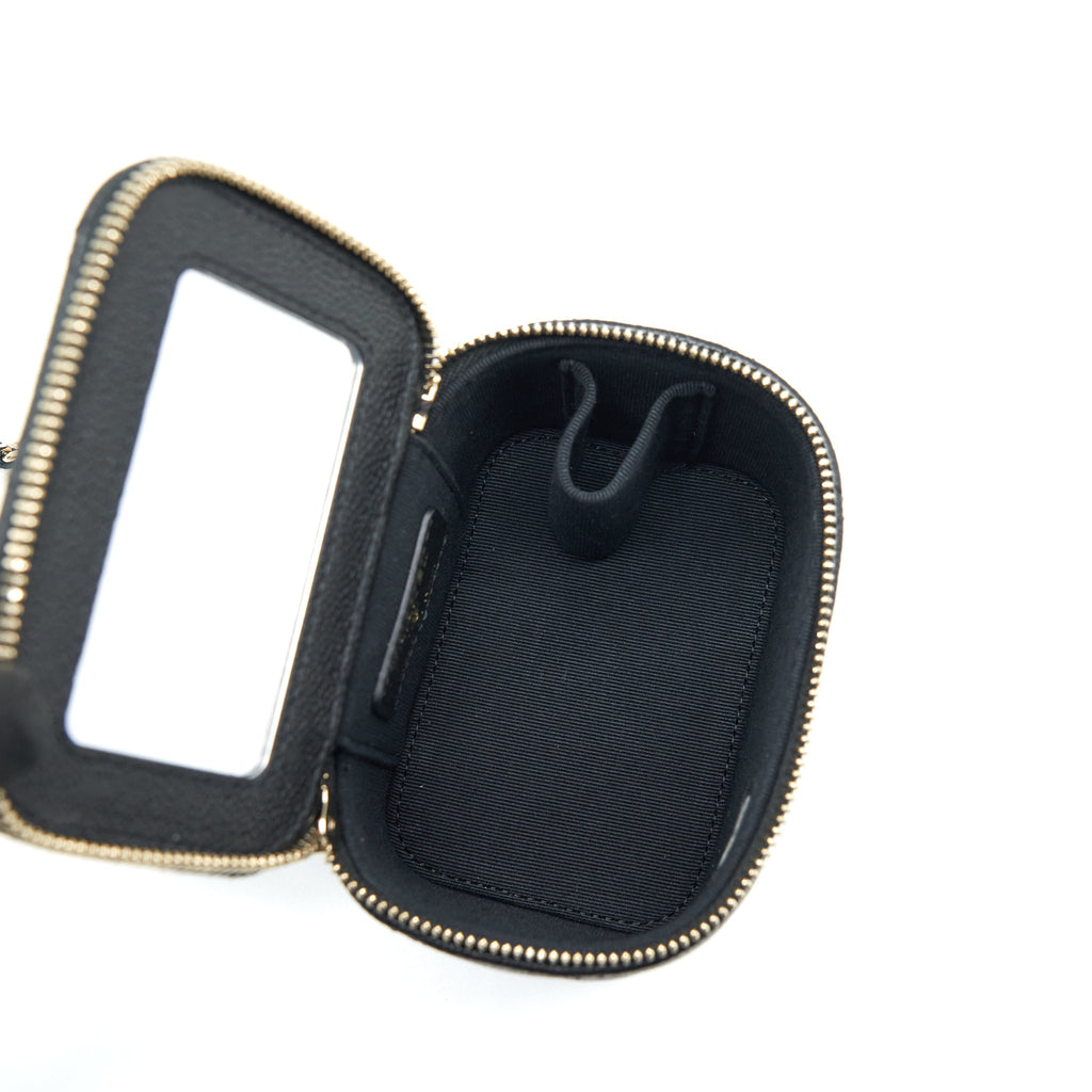 CHANEL 22S DETAILED LOGO MINI VANITY WITH CHAIN CAVIAR BLACK LGHW