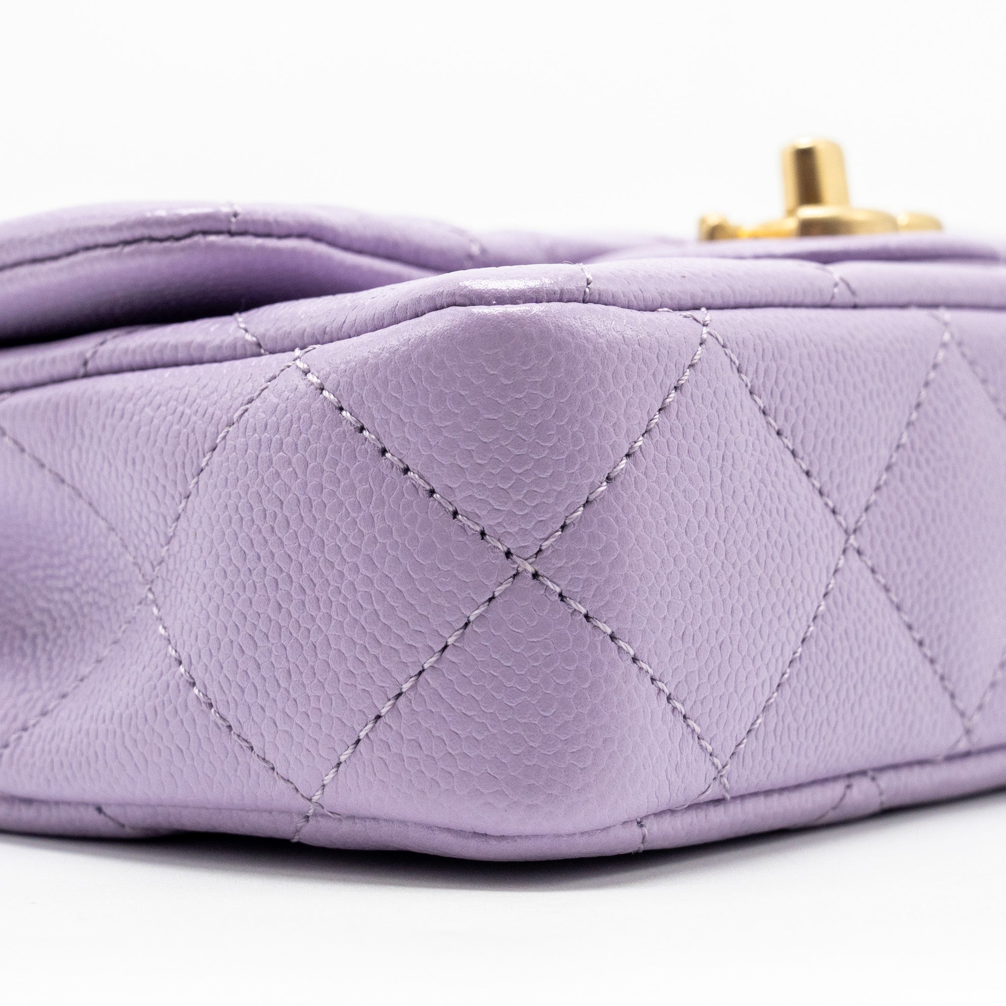 CHANEL 24P COCO LOVE MINI FLAP BAG ADJUSTABLE CHAINS CAVIAR LIGHT PURPLE GHW (MICROCHIP)