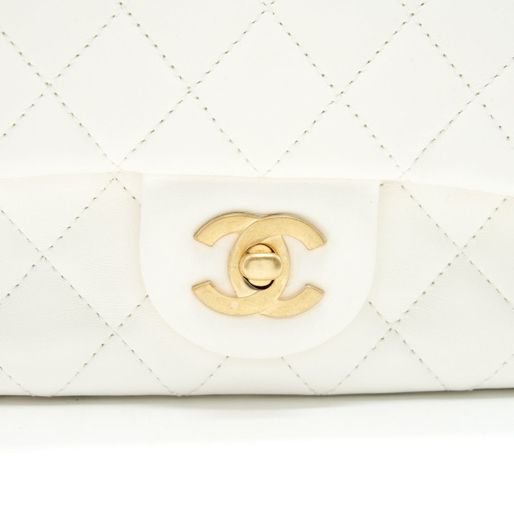 CHANEL 21B PEARL CRUSH SQUARE MINI FLAP BAG WHITE GHW
