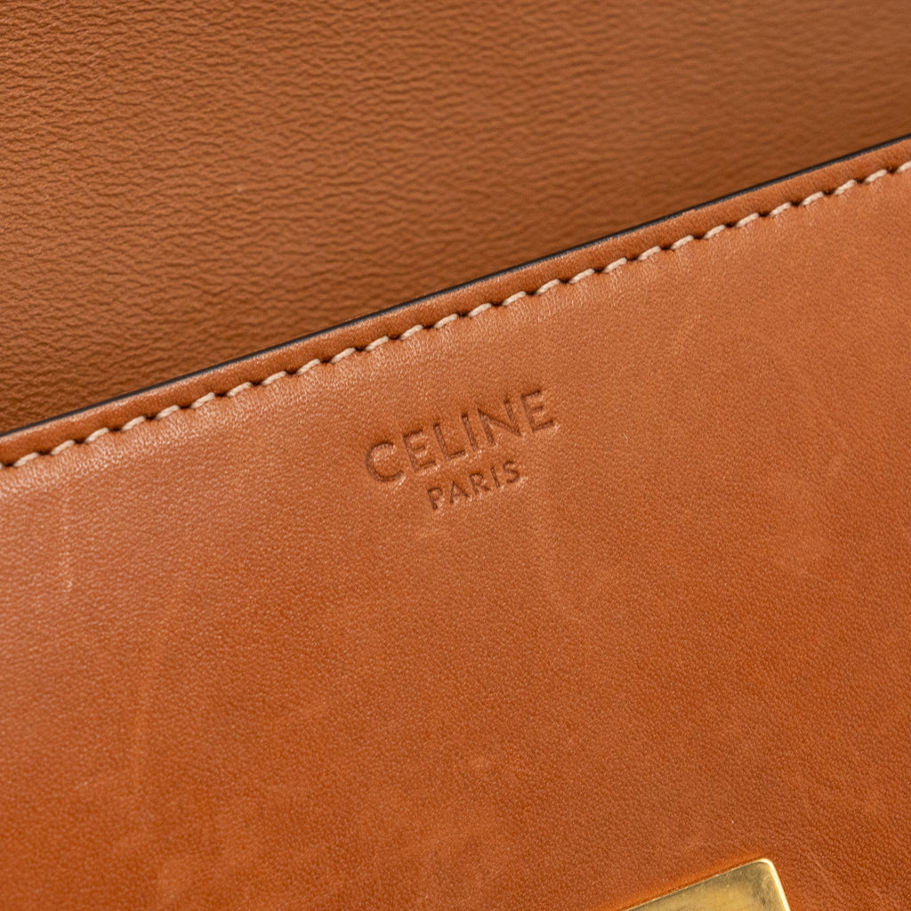 CELINE TRIOMPHE SHOULDER BAG NATURAL CALFSKIN TAN GHW