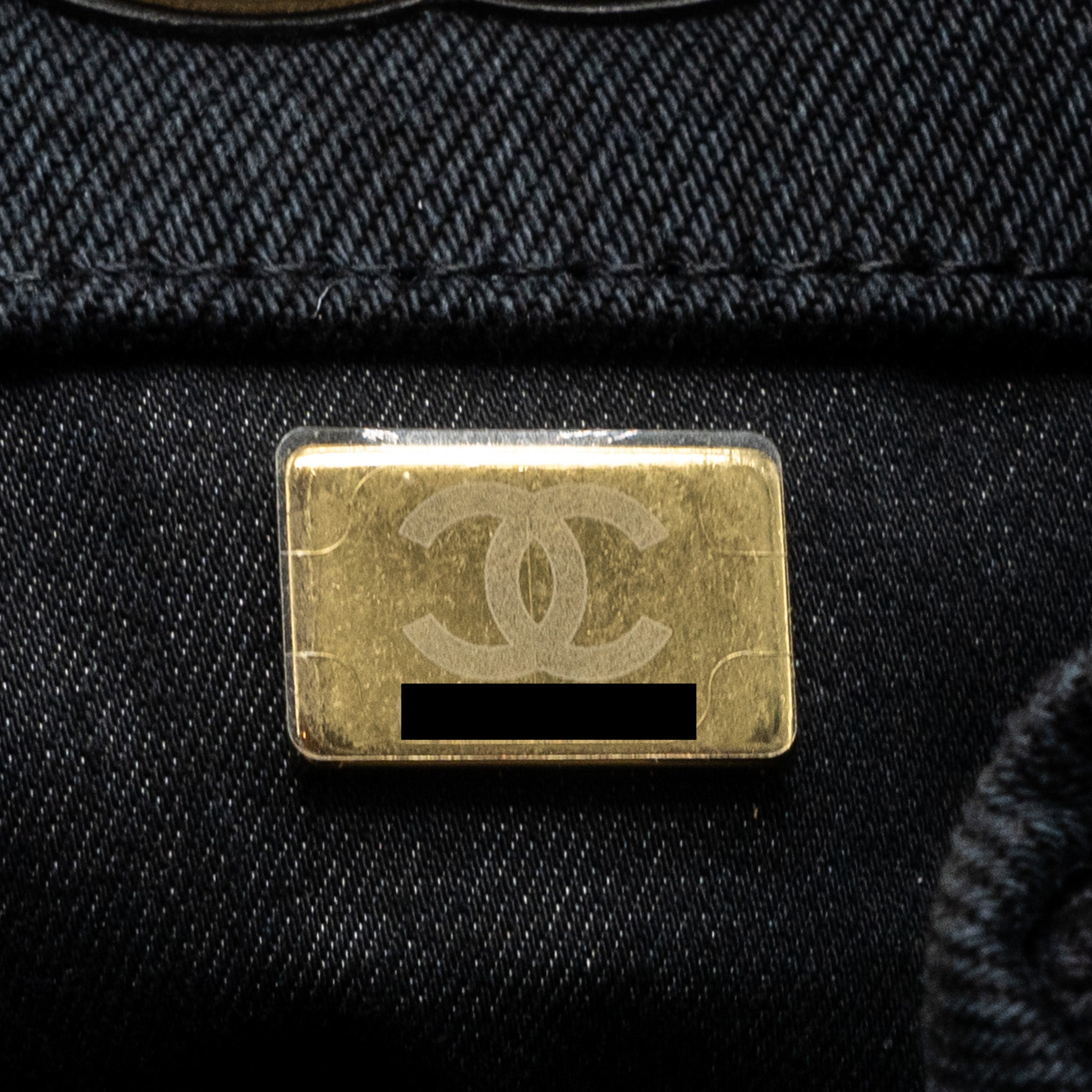 CHANEL DENIM GRAFFITI SHOULDER BAG BLACK GHW (MICROCHIP)