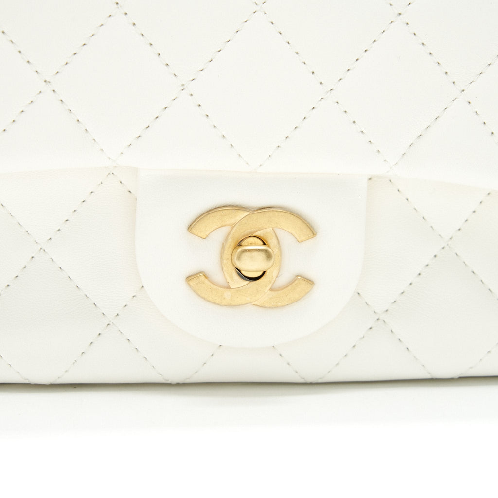 CHANEL 21B PEARL CRUSH MINI SQUARE FLAP BAG WHITE GHW